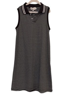 Molly Bracken Girls 12Y Black White Striped Polo Dress NWT